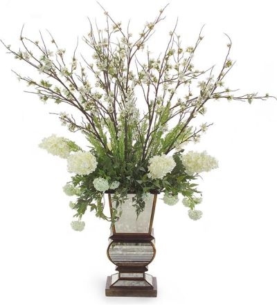 Planter Vase JOHN-RICHARD Fake Flowers Chestnut Forest Green Mirror