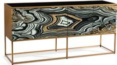 Storage Cabinet JOHN-RICHARD I DREAM OF AGATE Aztec Gold Reverse-Painted Design