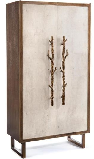 Storage Cabinet JOHN-RICHARD HALLWOOD Gold Oak Tiza Gesso Cast Handle 4 -Shelf