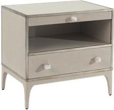 Nightstand JOHN-RICHARD MARAIS Antique Beluga Silver White Linen Crystal