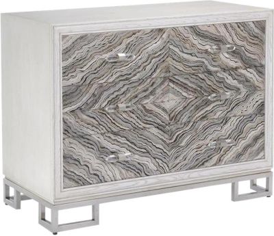 Chest of Drawers JOHN-RICHARD Brushed Antique Beluga Faux Marble Nickel-Plated