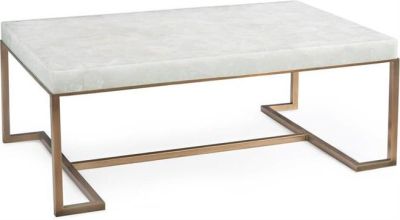 Coffee Table Cocktail JOHN-RICHARD Rectangular Natural Antique Brass Calcite