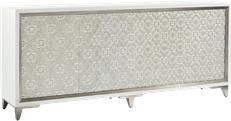 Sideboard JOHN-RICHARD Reeded Molding Beluga White Pewter Silver Push-Latch