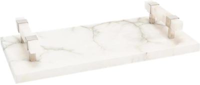 Tray JOHN-RICHARD Contemporary Polished Nickel Alabaster