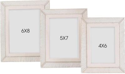 Photo Frames Frame JOHN-RICHARD Cream White Set 3 Hair On Hide Leather