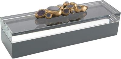 Box JOHN-RICHARD Gold Soft Gray Enamel Agate Crystal Gemstone