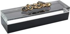 Box JOHN-RICHARD Gold Soft Black Agate Enamel Crystal Gemstone