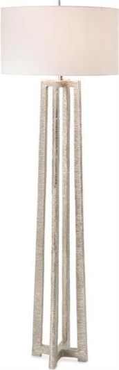 Floor Lamp JOHN-RICHARD Mid-Century Modern Round Shade Textured White Man-Made