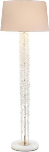 Floor Lamp JOHN-RICHARD White Antique Silver Man-Made Silk Crystal 1-Way