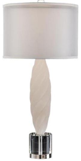 Table Lamp JOHN-RICHARD Round Double Shade White Man-Made Silk Alabaster