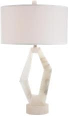 Table Lamp JOHN-RICHARD Abstract Round Shade White Alabaster Man-Made Linen