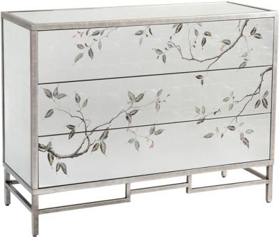 Chest of Drawers JOHN-RICHARD Reverse-Painted Brushed Silver Reverse Painted