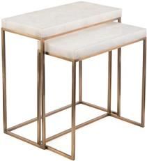 Nesting Tables JOHN-RICHARD Antique Brass Set 2 Calcite Metal Crystal