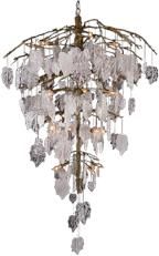 Chandelier JOHN-RICHARD SUGAR LEAF 26-Light Brushed Brass Glass Candelabra E12