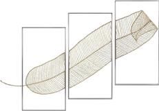 Wall Sculpture JOHN-RICHARD Gold Leaf Triptych Polished Stainless Steel Br