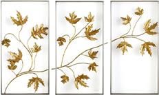 Wall Art JOHN-RICHARD Falling Leaves Triptych Floral Polished Stainless Steel