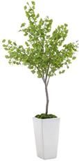 Planter Vase JOHN-RICHARD White Ginkgo Floral Glaze Natural Ceramic Preserved