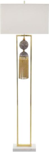 Floor Lamp JOHN-RICHARD Braided Tassel Rectangular Shade White Off-White