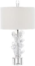 Table Lamp JOHN-RICHARD Round Shade Bud White Crystal Man-Made Silk Hand-Blown
