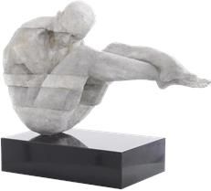 Sculpture JOHN-RICHARD Man Cast in Time Black Gray Marble