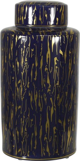 Jar Vase GLAM Modern Contemporary Blue Gold Ceramic