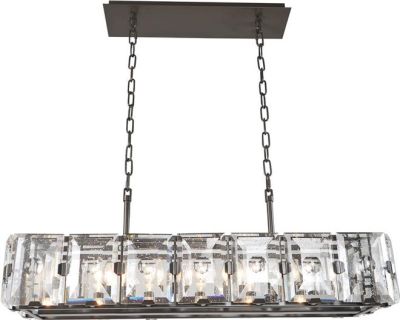 Island Pendant Light KALCO GIADA Casual Luxury 7-Light Clear Crystal Dark