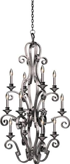 Pendant Light KALCO IBIZA Traditional Antique 12-Light Pearl Silver Dry Rating