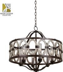 Pendant Light KALCO BELMONT Contemporary 6-Light Florence Gold Clear Glass