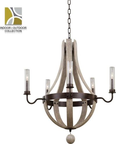 Chandelier KALCO HARPER Transitional 5-Light Painted Driftwood Accents Florence