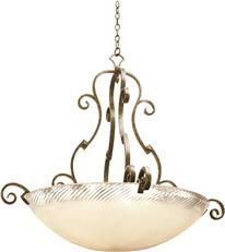 Pendant Light KALCO IBIZA Traditional Antique Filigree 6-Light Copper Glass Dry