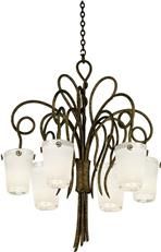 Chandelier KALCO TRIBECCA Transitional 6-Light Frosted White Glass Antique