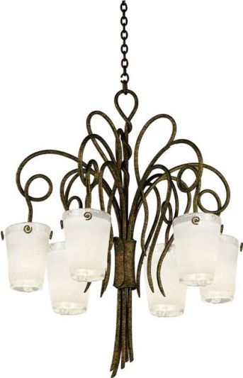 Chandelier KALCO TRIBECCA Transitional 6-Light Frosted White Glass Antique