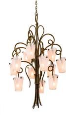 Chandelier KALCO TRIBECCA Transitional 12-Light Frosted White Glass Antique