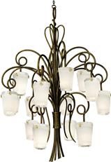 Pendant Light KALCO TRIBECCA Transitional 16-Light Antique Copper Frosted White