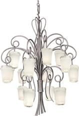 Pendant Light KALCO TRIBECCA Transitional 16-Light Frosted White Glass Pearl