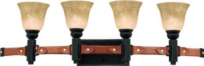 Bath Fixture Vanity Light KALCO RODEO DRIVE Rustic Lodge 4-Light Ecru Glass