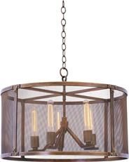 Pendant Light KALCO CHELSEA Industrial 5-Light Copper Patina Hand-Forged Iron