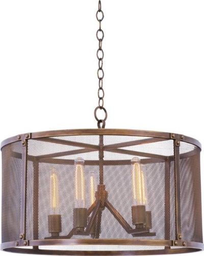Pendant Light KALCO CHELSEA Industrial 5-Light Copper Patina Hand-Forged Iron