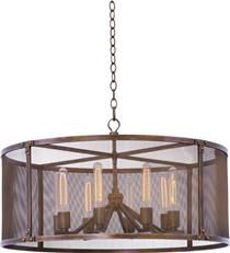 Pendant Light KALCO CHELSEA Industrial 8-Light Copper Patina Hand-Forged Iron