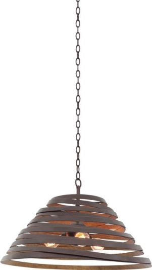 Pendant Light KALCO TEMPEST Industrial 3-Light Bronze Gold Antique Accents