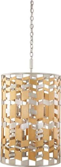 Pendant Light KALCO BROADWAY Contemporary 9-Light Gold Leaf Accents Silver