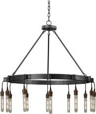 Chandelier KALCO STUYVESANT Industrial 12-Light Matte Gunmetal Gray Heavy Gauge