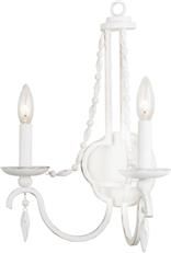 Wall Sconce KALCO ACADIA Farmhouse Chic 2-Light Distressed White Steel Frame