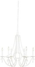 Chandelier KALCO ACADIA Farmhouse Chic 6-Light Distressed White Steel Frame