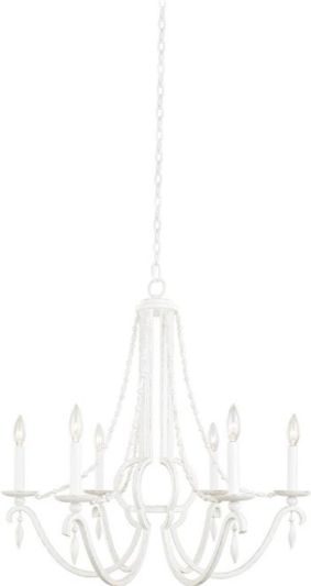 Chandelier KALCO ACADIA Farmhouse Chic 6-Light Distressed White Steel Frame