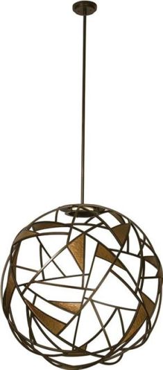 Pendant Light KALCO NEPTUNE Modern Contemporary Open Cage Orb 1-Light Bronze