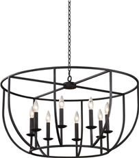 Pendant Light KALCO NEWHALL Contemporary Open Cage 8-Light Black Iron Dry