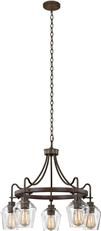 Chandelier KALCO ALLEGHENY Farmhouse Chic Goblet Shade 5-Light Brownstone Clear