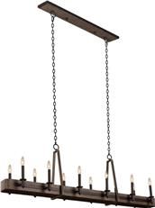 Island Pendant Light KALCO DULUTH Farmhouse Chic 12-Light Satin Bronze Wrought