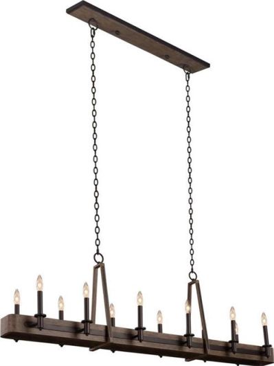 Island Pendant Light KALCO DULUTH Farmhouse Chic 12-Light Satin Bronze Wrought